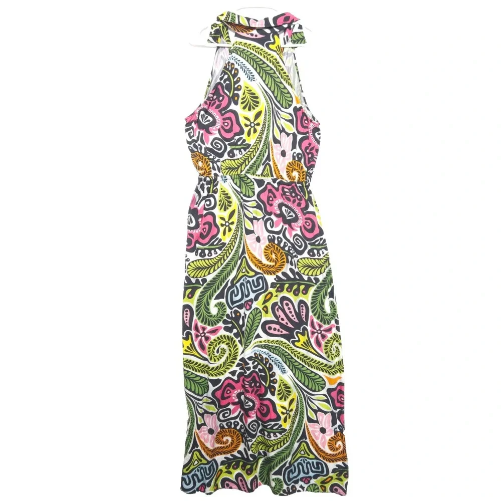 Trina Turk Caribbean Paisley Resort Cabana Halter Neck Maxi Dress Women L $358 - Picture 5 of 14